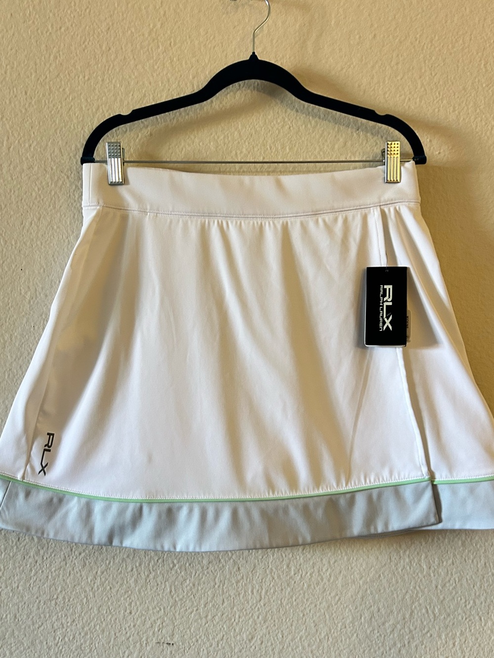 Ralph Lauren RLX White Tennis Skort with Light Green Accent